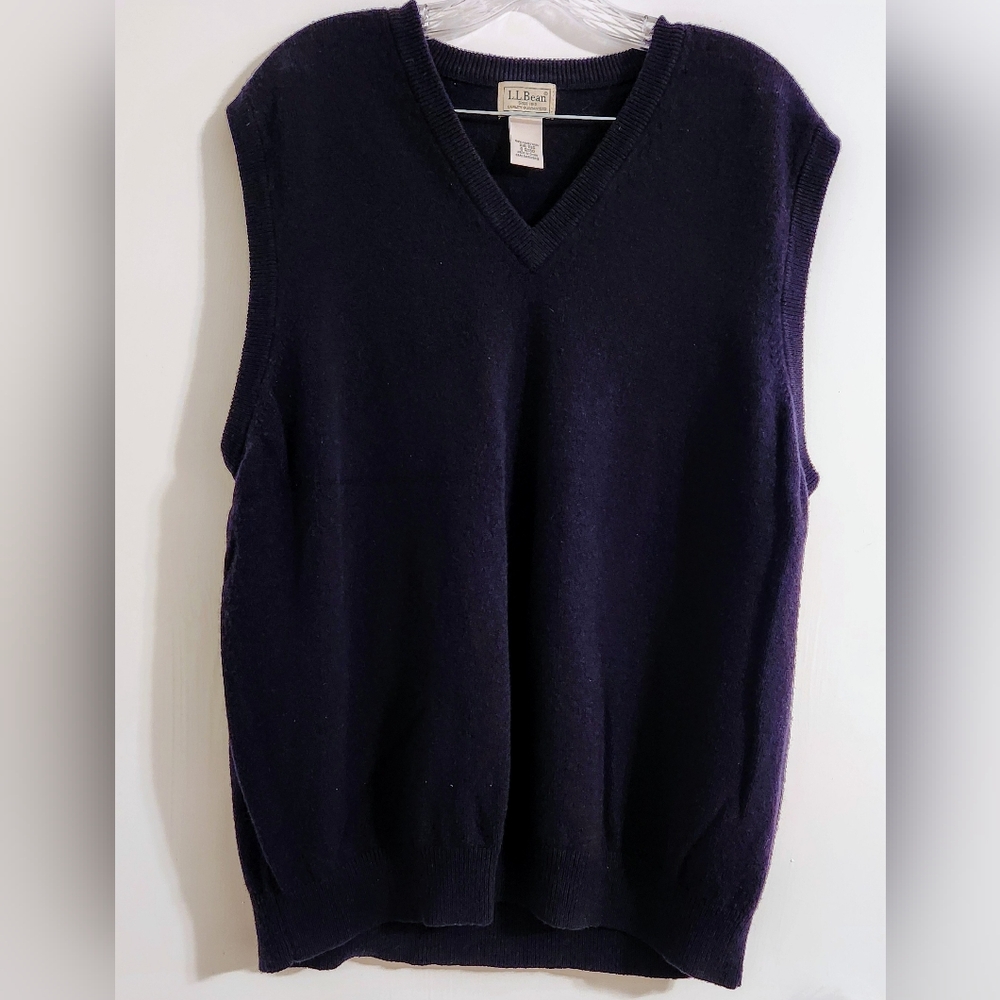L.L. Bean Men's Pullover‎ Sweater Vest - 100% Lambs Wool - Navy - XXL - Picture 3 of 4